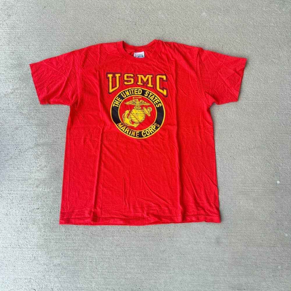 Vintage Hanes Unisex T-Shirt Red United States Marine Corps USA Made XL 46-48